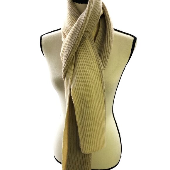 Kate Spade Wool Blend Winter Scarf Womens OS Cream Beige Knit Rectangle Long - Picture 3 of 8
